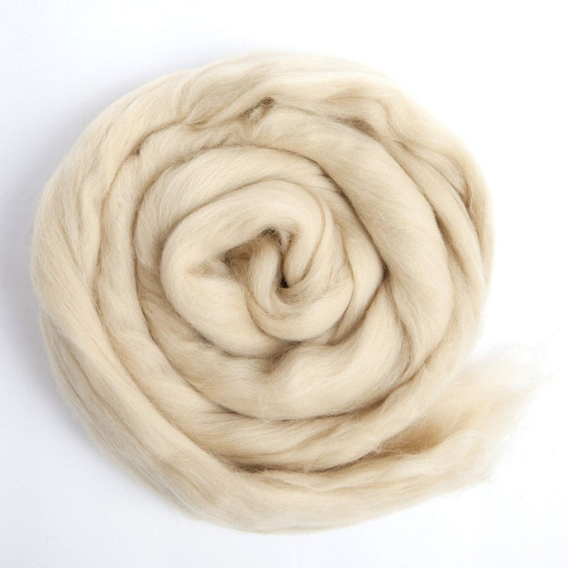 Desert Breeze Distributing 100% Natural Merino Wool Roving - Premium Combed Top Merino Roving Wool - Tapestry, Spinning, Wet Felting & Needle Felting Supplies - 21.5 Micron - 1 oz, Color Parchment - Image 3